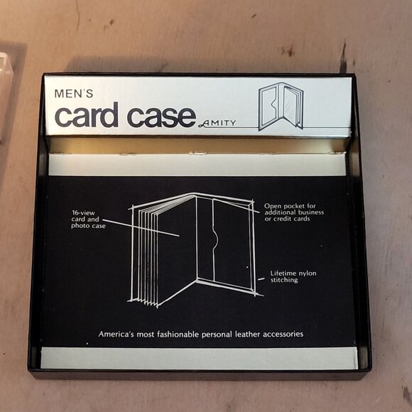 Vintage Amity Card Case Cowhide Leather Original Box Unused No Plastic Insert - Picture 3 of 9